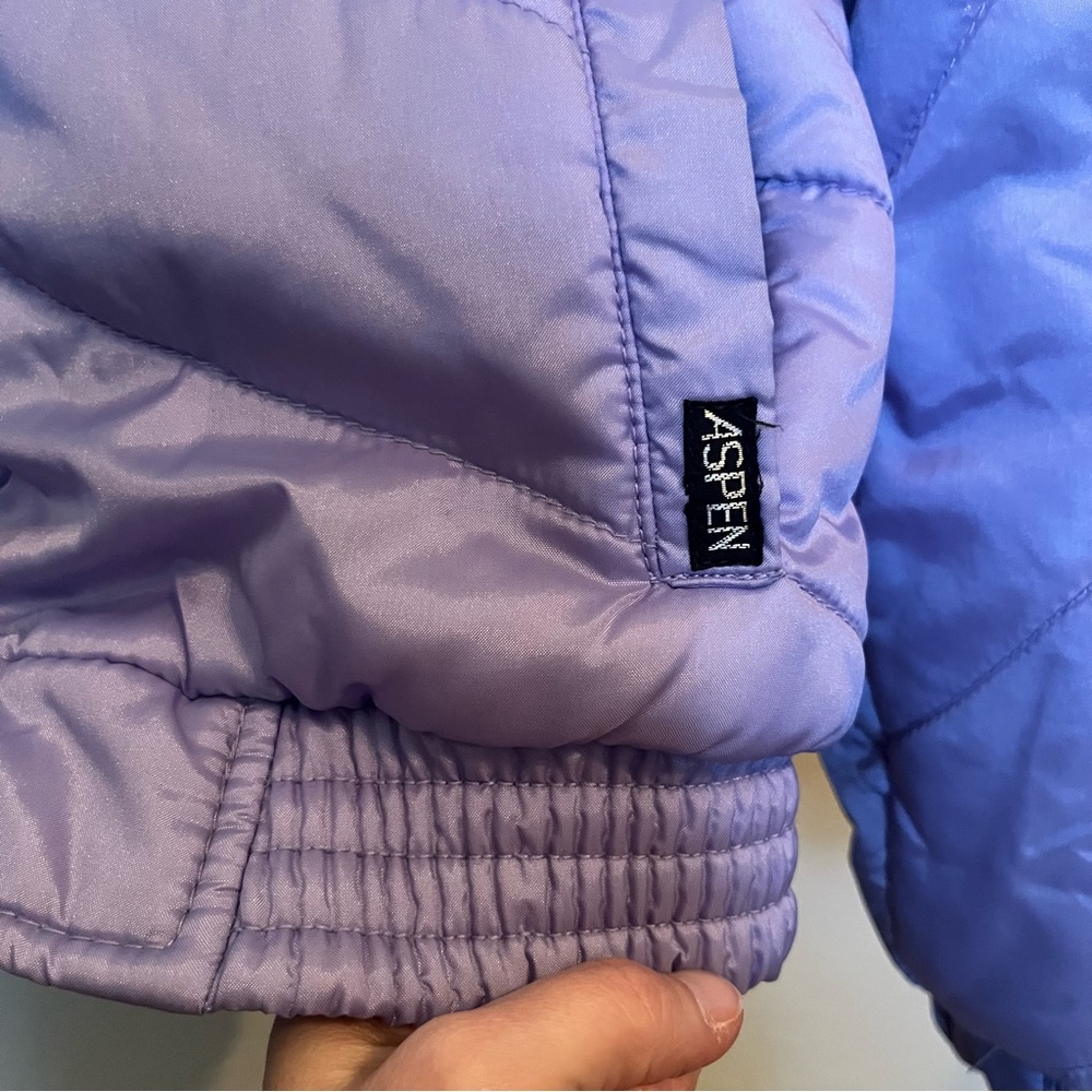 Vintage 1980s Aspen Powder Puffer Ski Jacket in Lilac Sz M Ski Bunny Retro - Picture 4 of 11